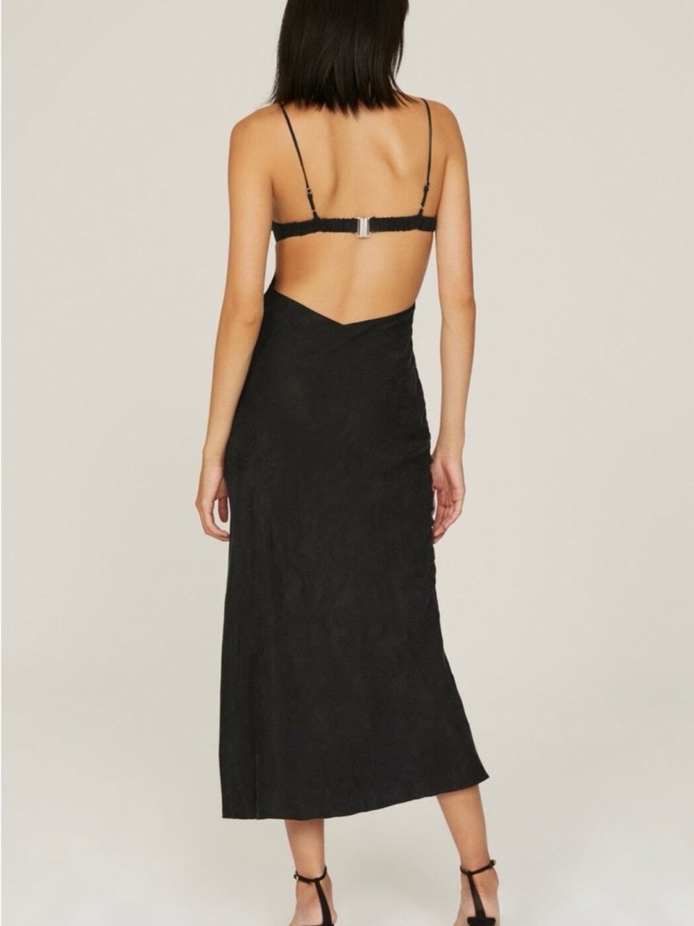 Third Form Black Paisely Triangle Cut Out Sleeveless Midi Dress - Picture 4 of 4